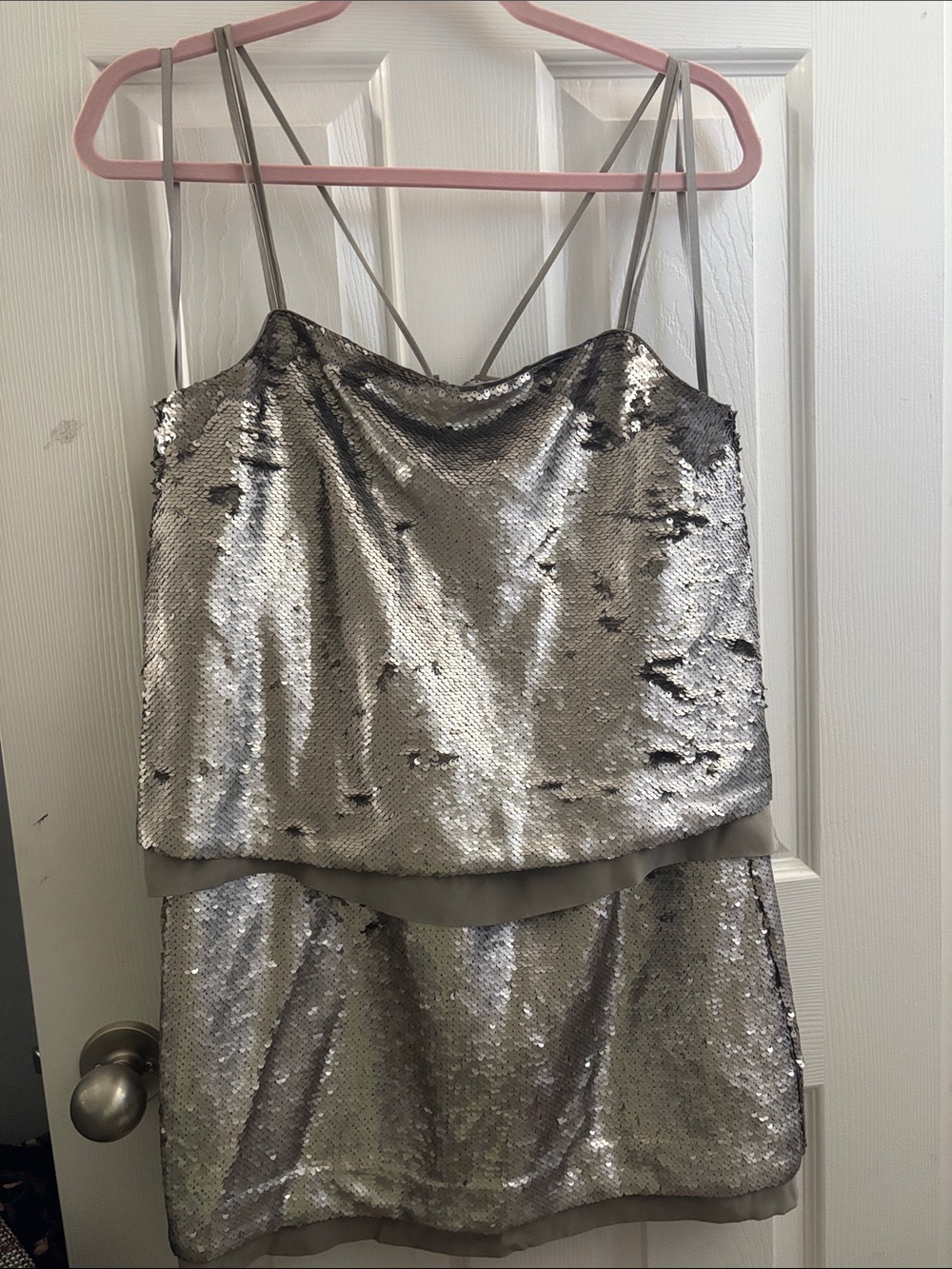 Banana Republic Silver Sequin Cami Dress